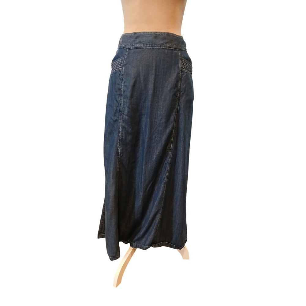 New Creation Denim Maxi Skirt XL Dark Wash Cotton High Waist Long Paneled 36
